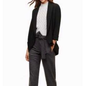 Aritzia Wilfred Chavalier Black Open Front Crepe Blazer Jacket